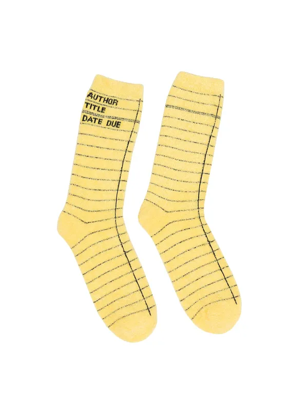 Library Card Yellow cozy socks made by Out of Print