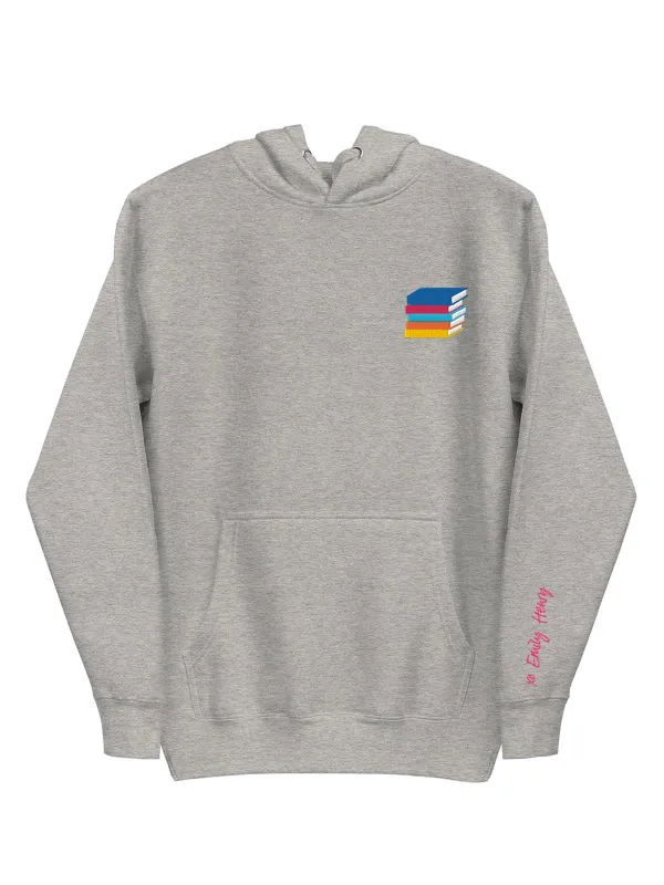 Emily Henry: Books Are My Happy Place Embroidered Unisex Hoodie (Print Shop) sold by Out of Print