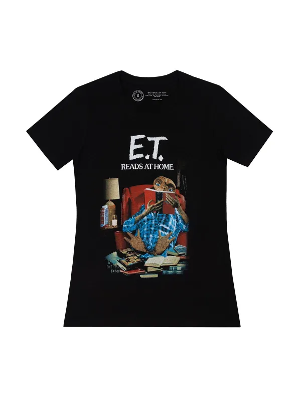 E.T. Reads at Home Women's Crew T-Shirt sold by Out of Print
