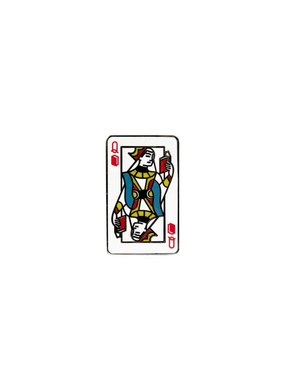 Queen of Books enamel pin made by Out of Print