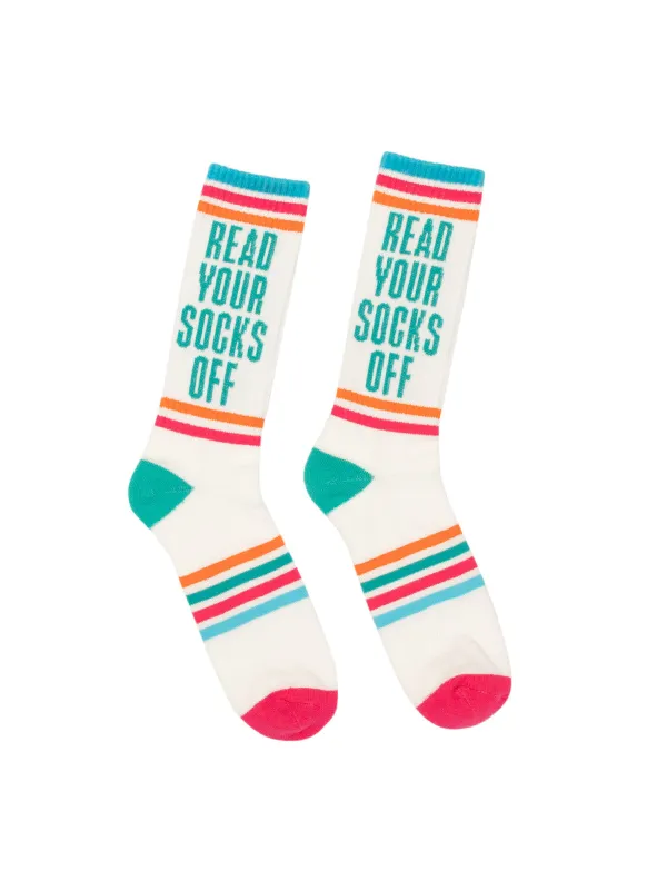 Read Your Socks Off gym socks sold by Out of Print