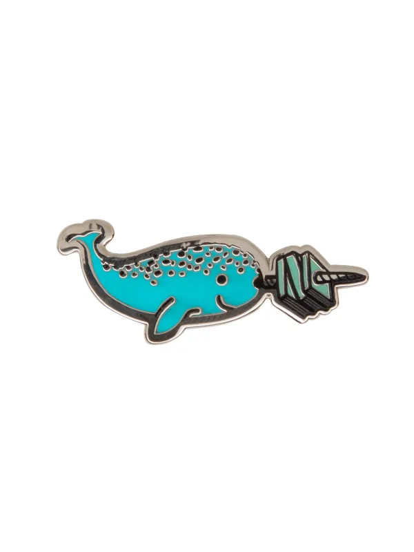 Read Like a Narwhal enamel pin sold by Out of Print