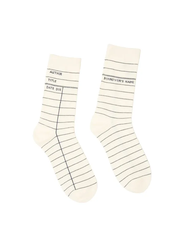 Library Card: White socks made by Out of Print