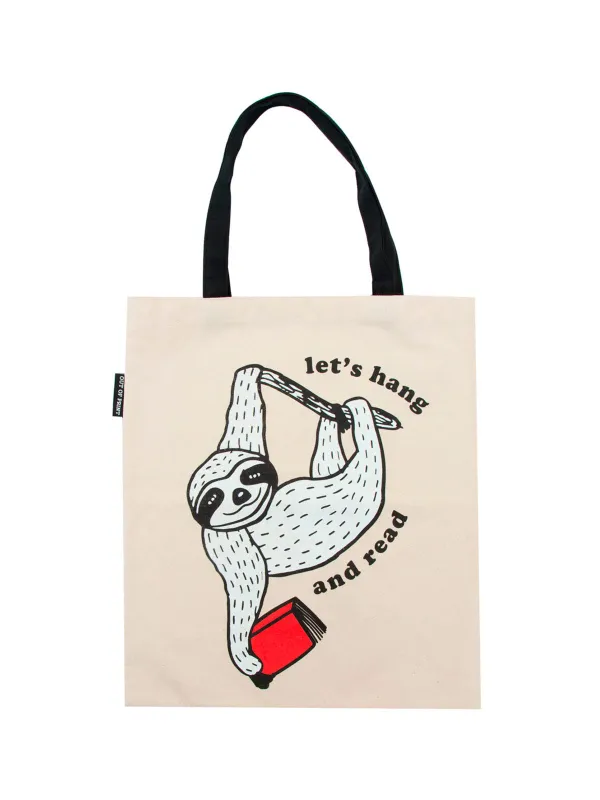 Book Sloth - Let's Hang and Read tote bag sold by Out of Print