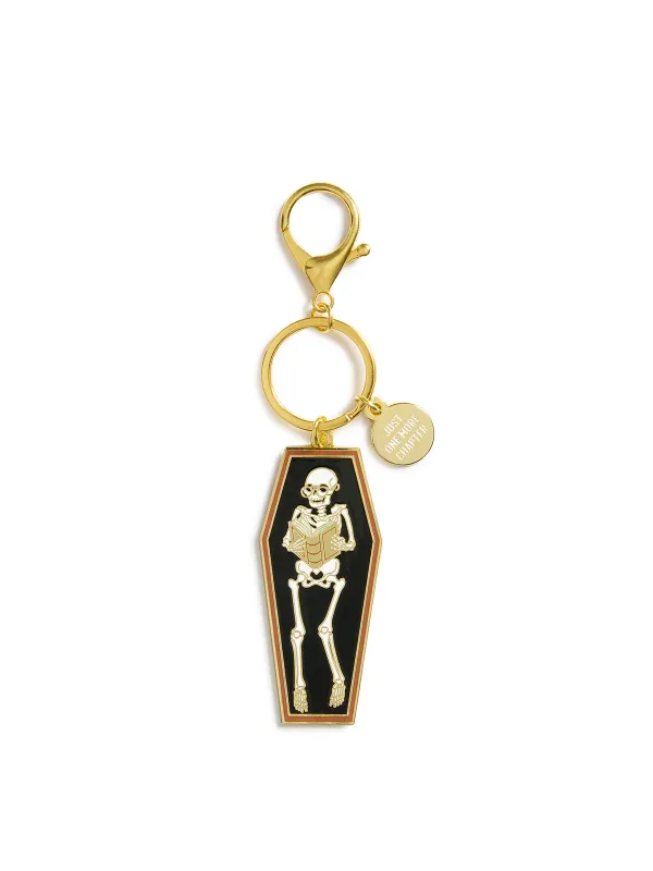 Just One More Chapter keychain made by Out of Print