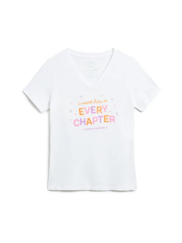 Carley Fortune: Every Chapter women's v-neck t-shirt (Print Shop) made by Out of Print