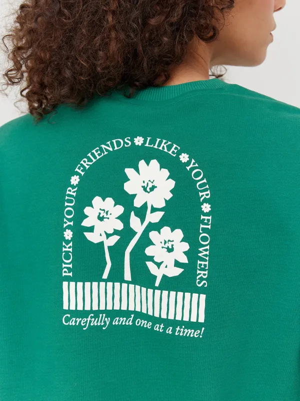 Picking Flowers Graphic Cotton Terry Cropped Sweatshirt sold by Outdoor Voices