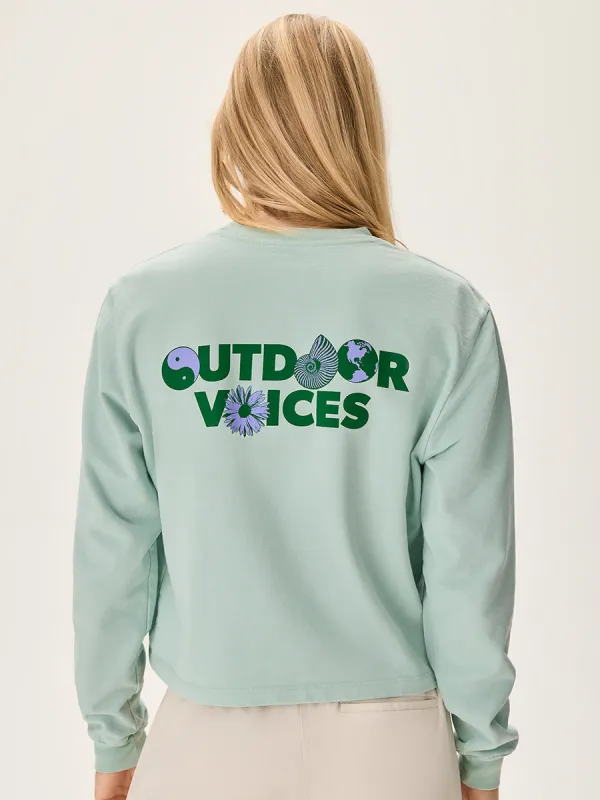 OV Earth Graphic Cotton Terry Cropped Sweatshirt sold by Outdoor Voices