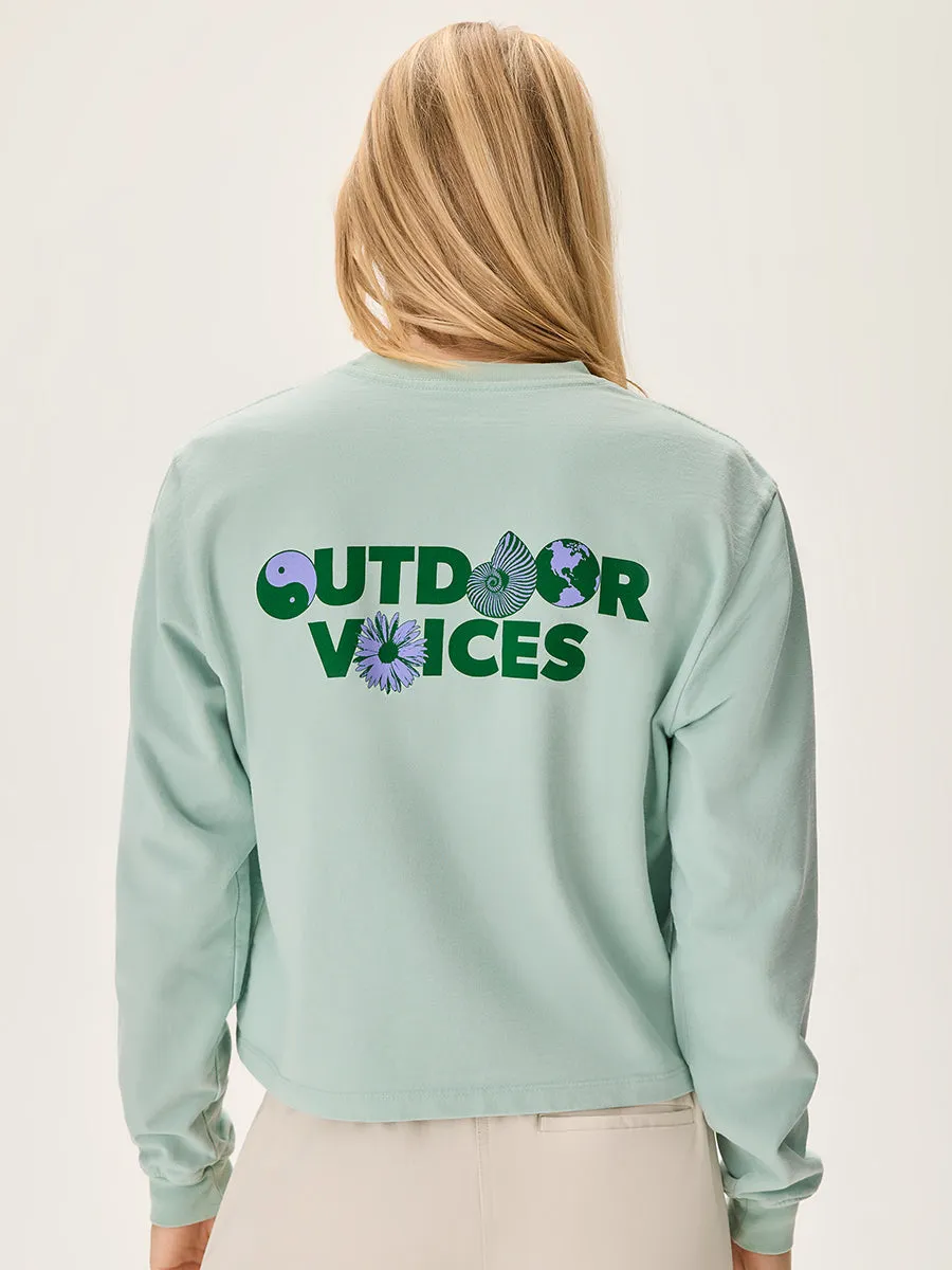 OV Earth Graphic Cotton Terry Cropped Sweatshirt sold by Outdoor Voices