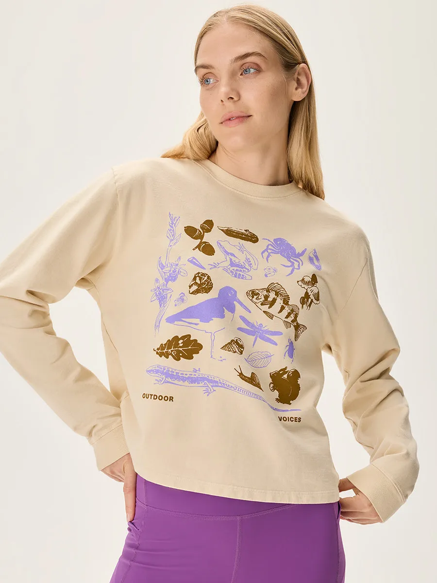 Wildlife Graphic Cotton Terry Cropped Sweatshirt sold by Outdoor Voices