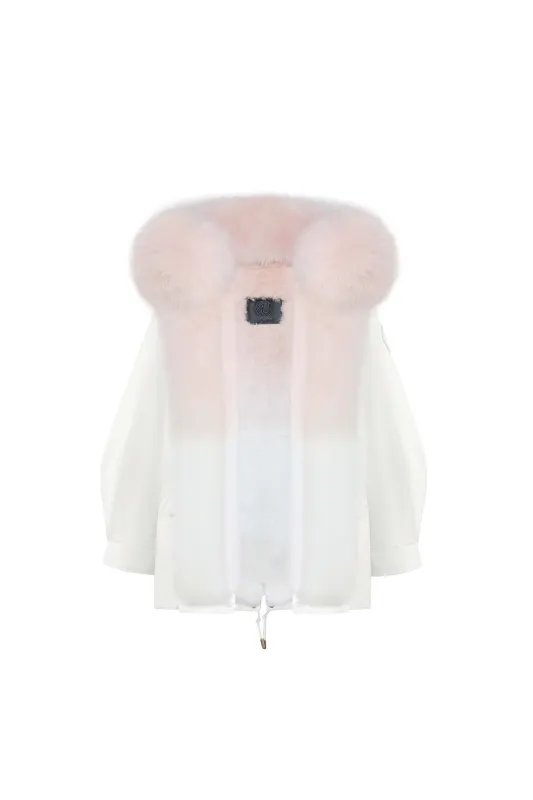 White Oversize Parka +Pink Gradient sold by Ozlana