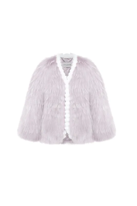 Plaza V Neck Raccoon Fur Jacket（Purple） sold by Ozlana