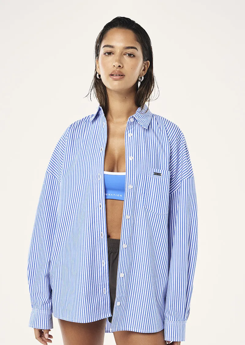 EASE COTTON SHIRT IN PALACE BLUE STRIPE sold by P.E Nation product image thumbnail 5