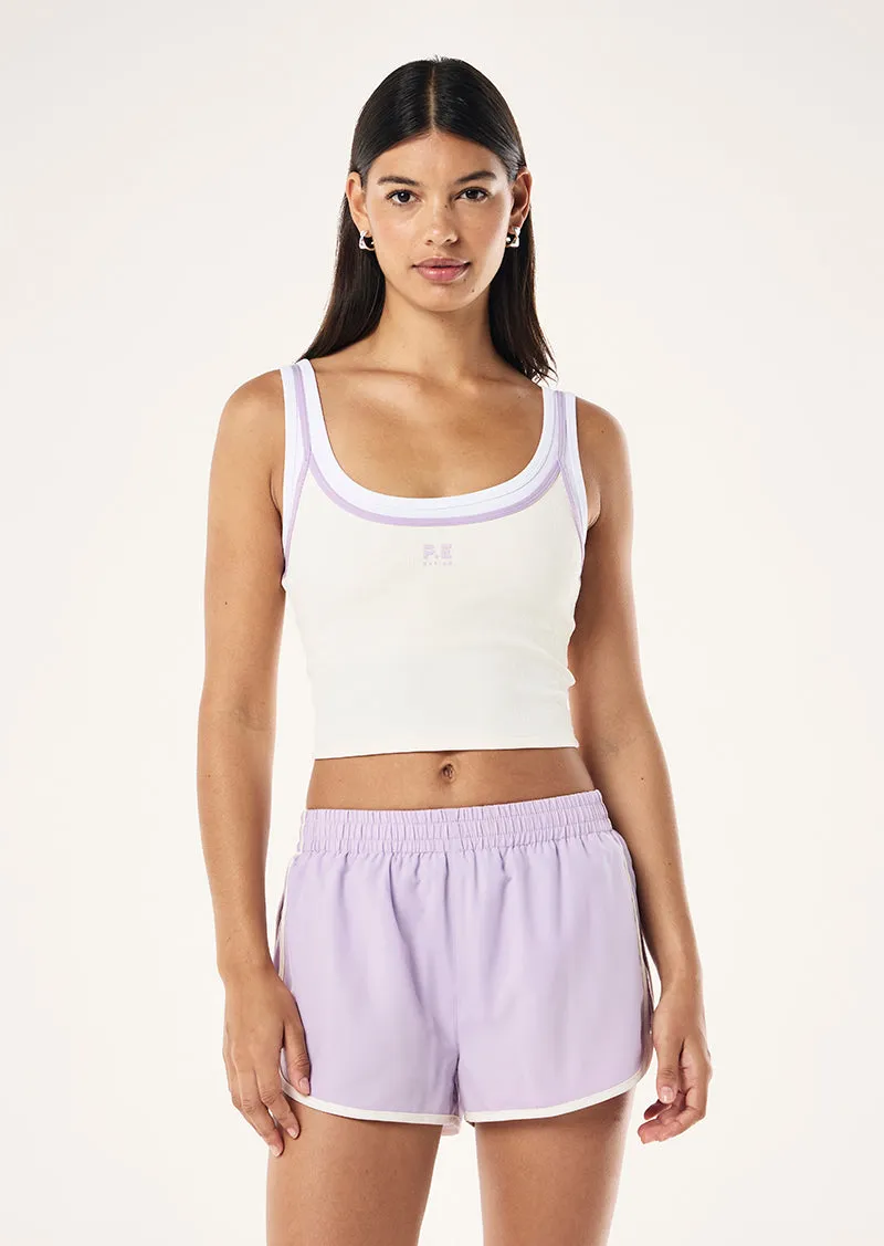 FORWARD TANK IN WHISPER WHITE & VIOLET CRUSH sold by P.E Nation