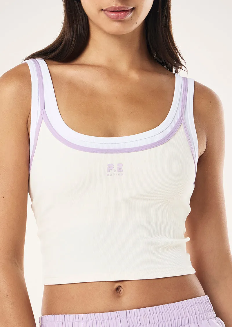 FORWARD TANK IN WHISPER WHITE & VIOLET CRUSH sold by P.E Nation product image thumbnail 2