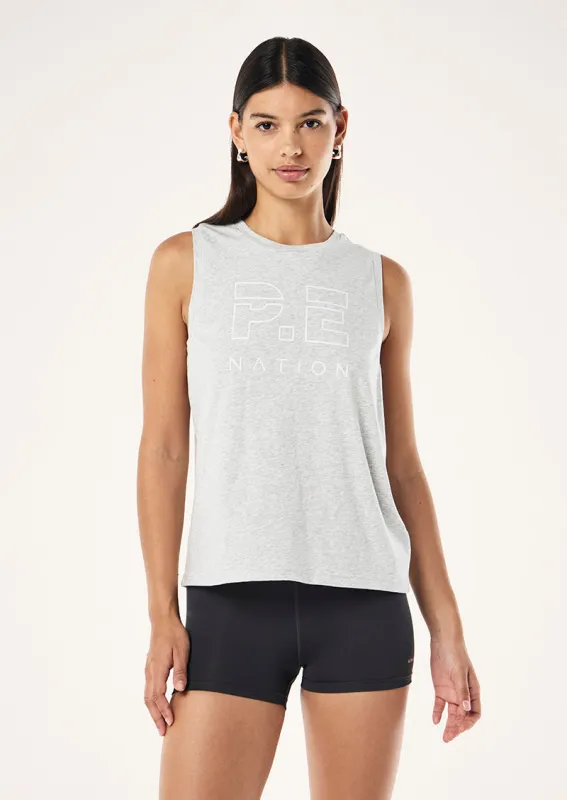 HEADS UP TANK IN GREY MARLE sold by P.E Nation