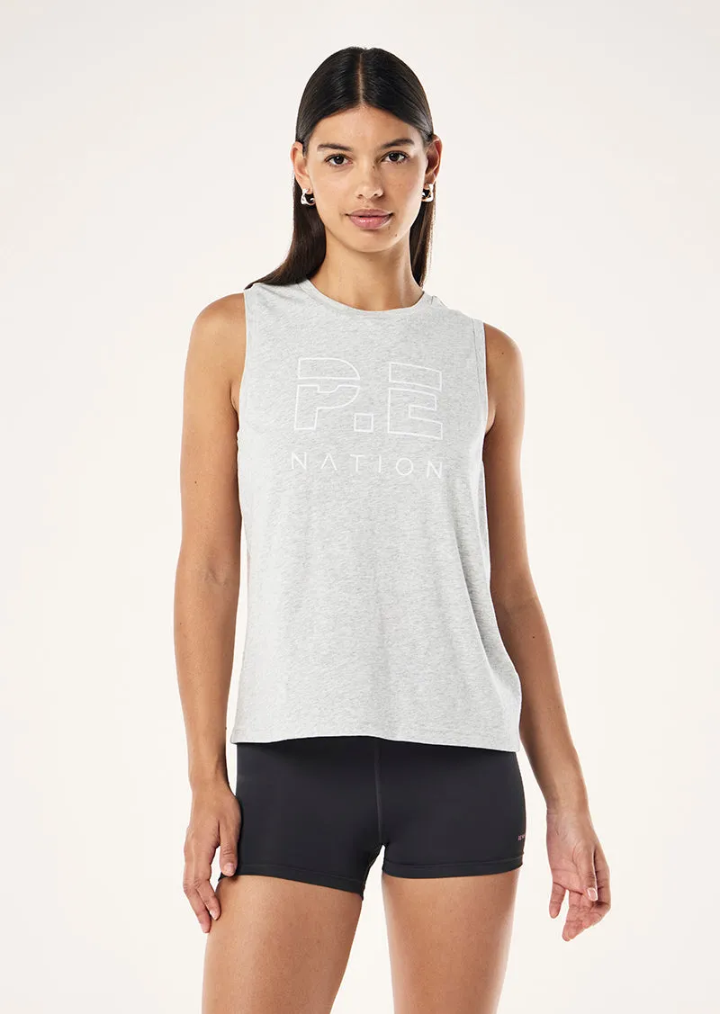 HEADS UP TANK IN GREY MARLE sold by P.E Nation