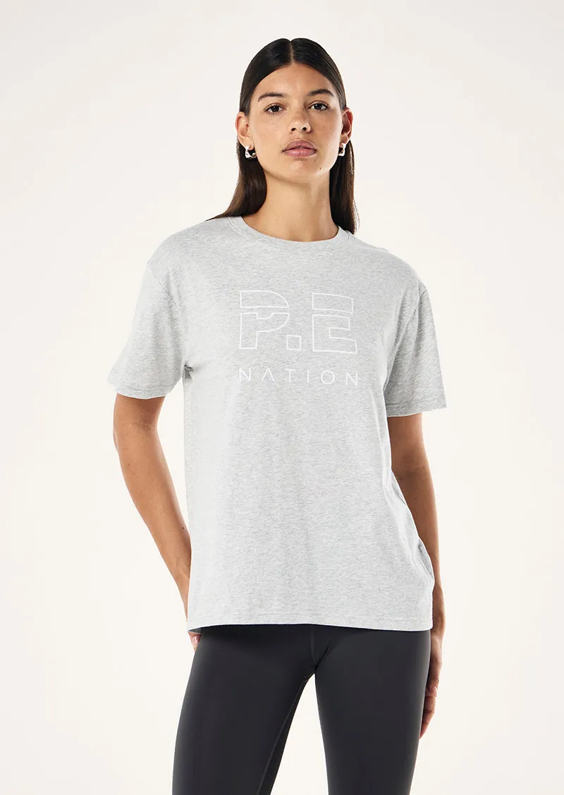 HEADS UP TEE IN GREY MARLE sold by P.E Nation