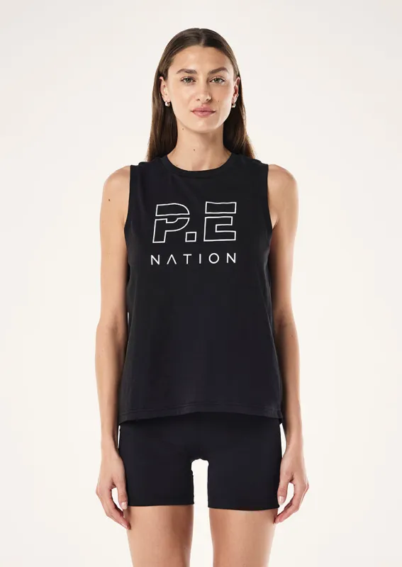 HEADS UP TANK IN BLACK sold by P.E Nation
