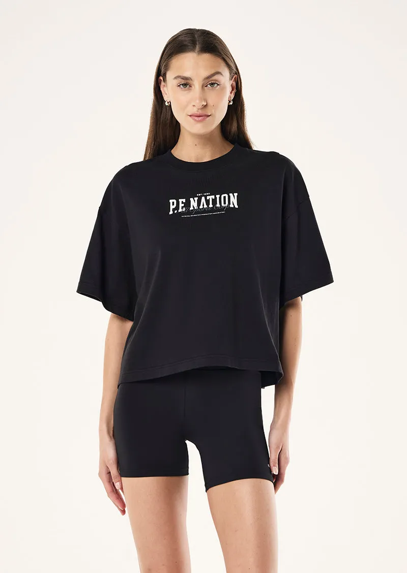 FULL OUT CROPPED TEE IN BLACK sold by P.E Nation