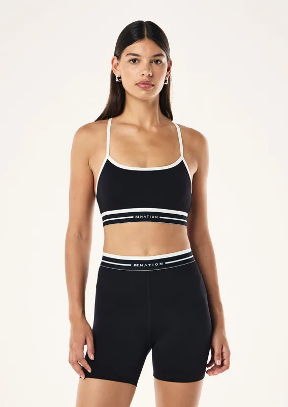 ADVANTAGE SPORTS BRA IN BLACK & WHISPER WHITE sold by P.E Nation