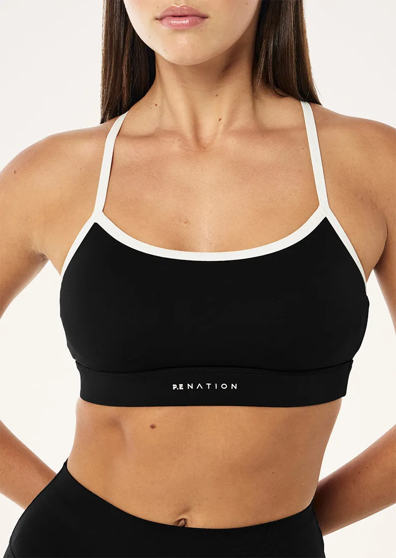 SIGNATURE SPORTS BRA IN BLACK & OPTIC WHITE sold by P.E Nation product image thumbnail 3
