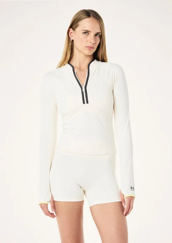 SOFT LUXE QUARTER ZIP JACKET IN WHISPER WHITE sold by P.E Nation
