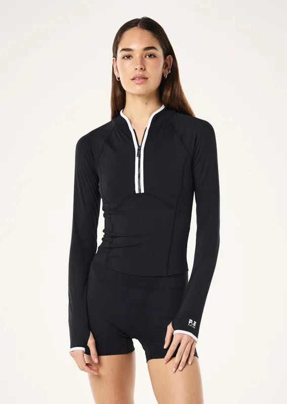 SOFT LUXE QUARTER ZIP JACKET IN BLACK sold by P.E Nation