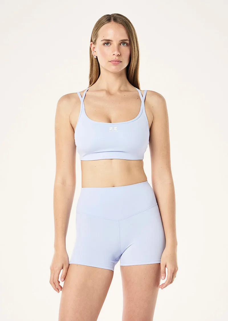 VENTURE SPORTS BRA IN HEATHER BLUE sold by P.E Nation