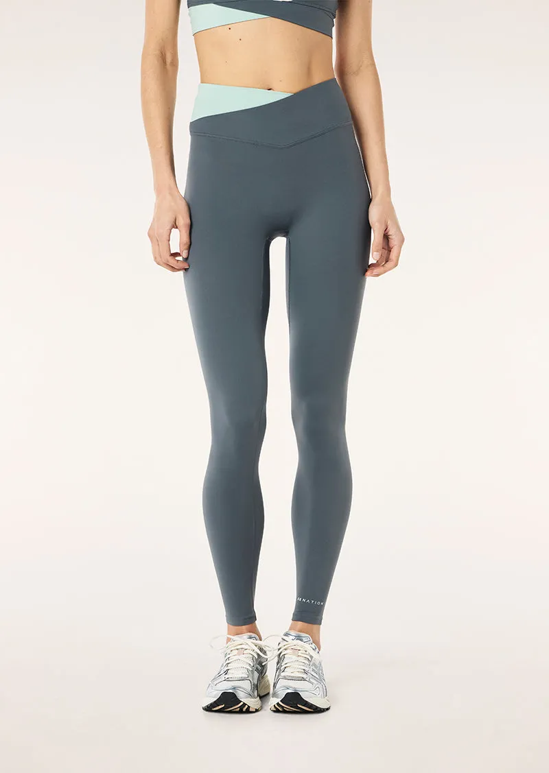WANDER FULL LENGTH LEGGING IN THUNDER & DUSTY MINT sold by P.E Nation product image thumbnail 4