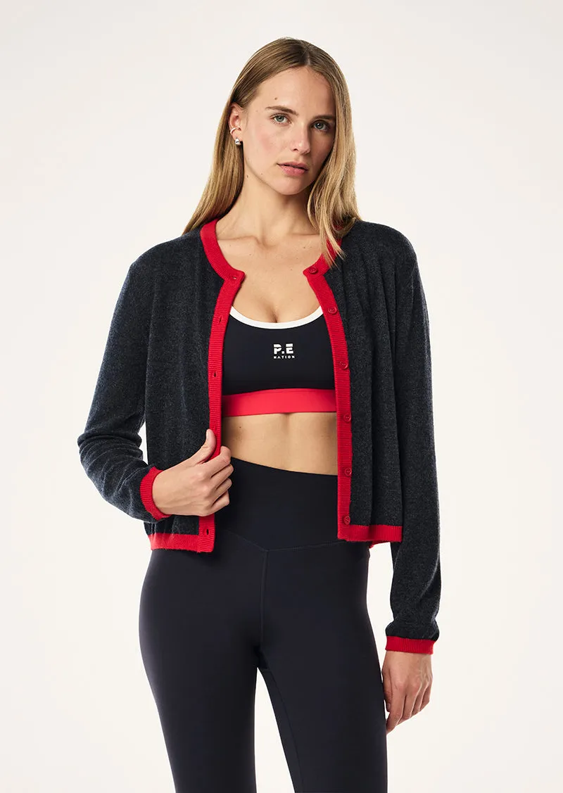 RISE KNIT CARDIGAN IN MARINE BLUE sold by P.E Nation