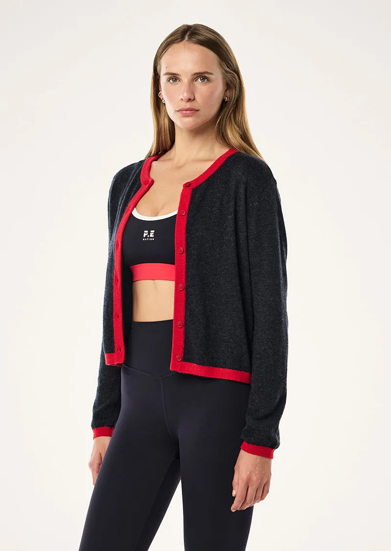 RISE KNIT CARDIGAN IN MARINE BLUE sold by P.E Nation product image thumbnail 3