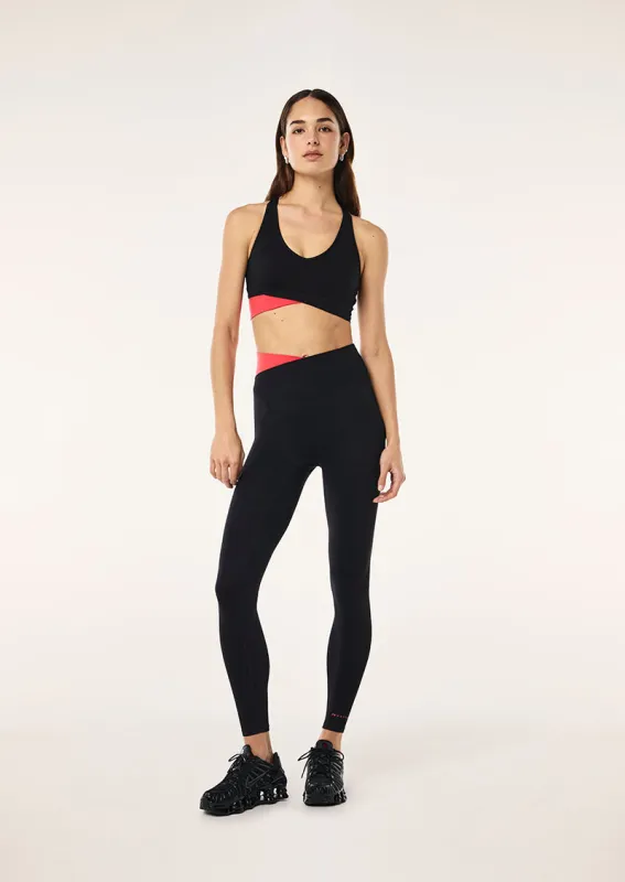WANDER FULL LENGTH LEGGING IN BLACK & STRAWBERRY sold by P.E Nation