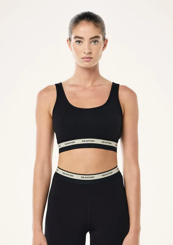 AVANT SPORTS BRA IN BLACK & BISCUIT sold by P.E Nation