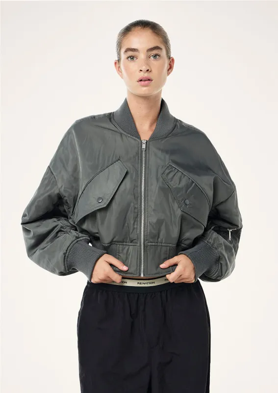 CAPTIVATE BOMBER IN GUNMETAL sold by P.E Nation