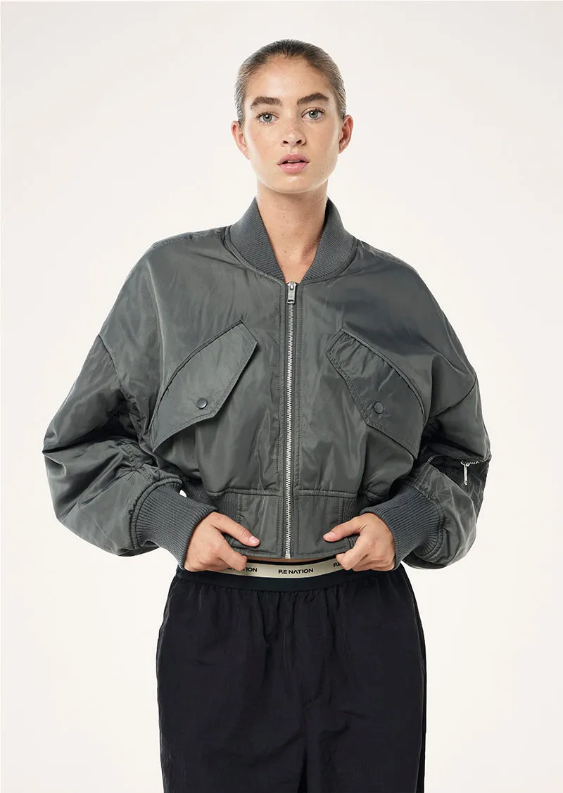 CAPTIVATE BOMBER IN GUNMETAL sold by P.E Nation
