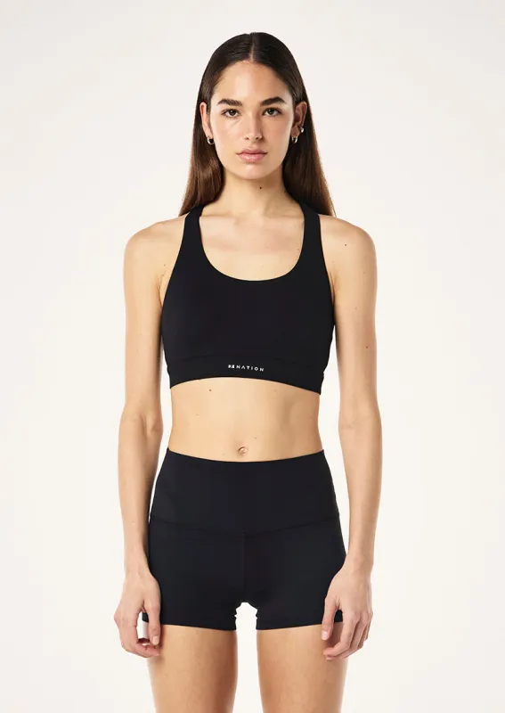 FREQUENCY SPORTS BRA IN BLACK sold by P.E Nation