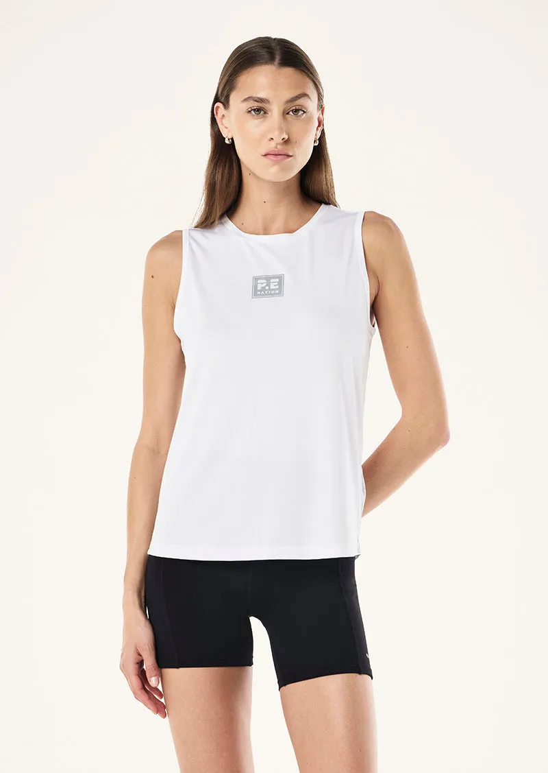 CROSSOVER TANK IN OPTIC WHITE sold by P.E Nation