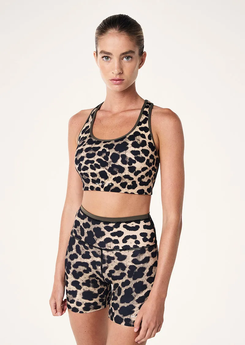 STELLAR SPORTS BRA IN LEOPARD sold by P.E Nation