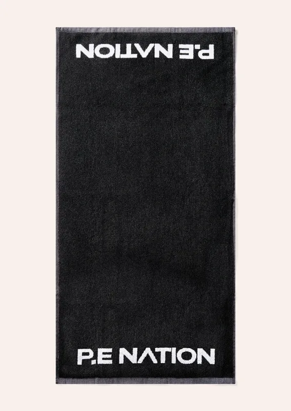 HOMAGE GYM TOWEL IN BLACK & OPTIC WHITE sold by P.E Nation