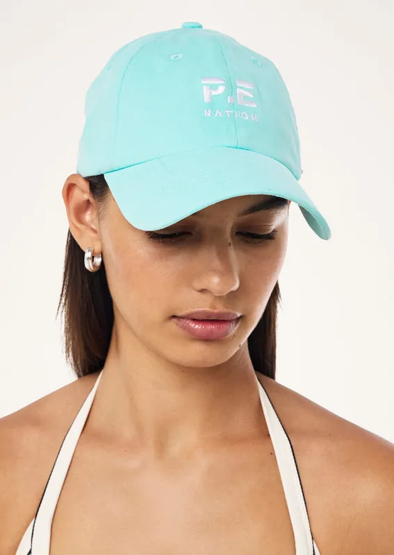 HEADS UP CAP IN AQUA & OPTIC WHITE sold by P.E Nation