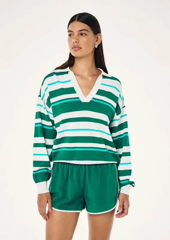 RETREAT COLLAR KNIT IN COLLEGE GREEN STRIPE made by P.E Nation