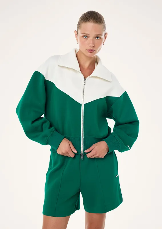 TRIUMPH JACKET IN COLLEGE GREEN & WHISPER WHITE made by P.E Nation