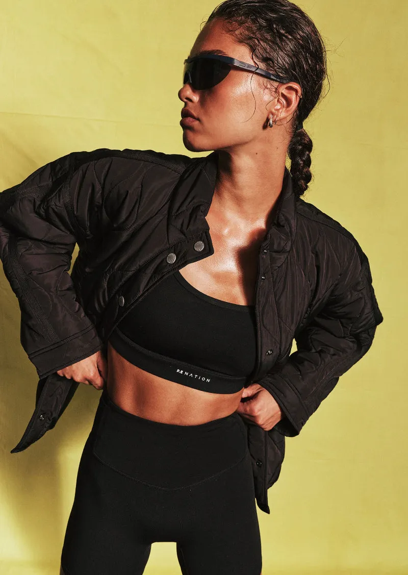 SURGE QUILT JACKET IN BLACK sold by P.E Nation