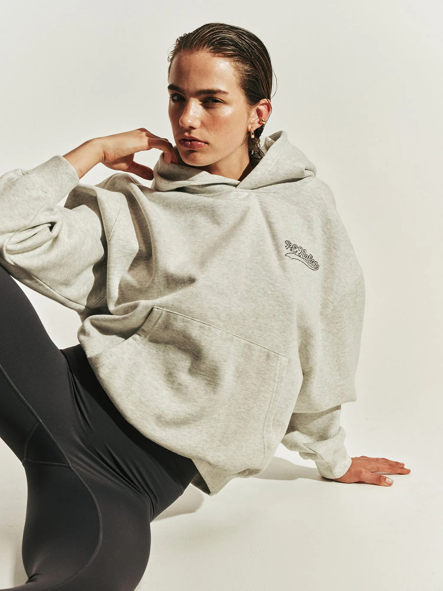VARSITY OVERSIZED HOODIE IN GREY MARLE sold by P.E Nation product image thumbnail 2