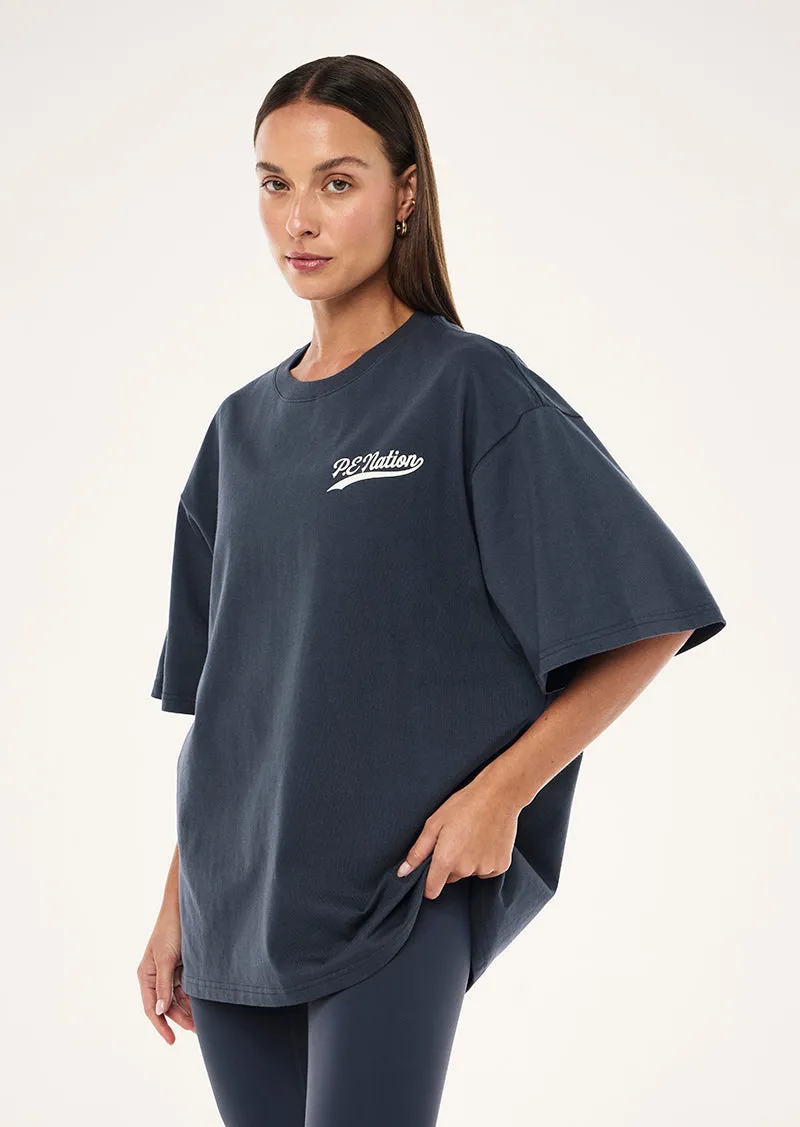 VARSITY OVERSIZED SHORT SLEEVE TEE IN MARINE BLUE sold by P.E Nation product image thumbnail 5