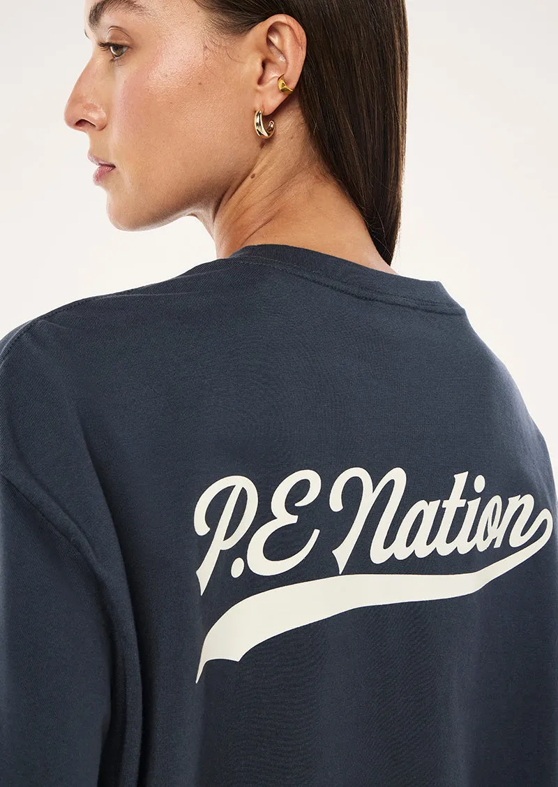 VARSITY OVERSIZED SHORT SLEEVE TEE IN MARINE BLUE sold by P.E Nation product image thumbnail 3