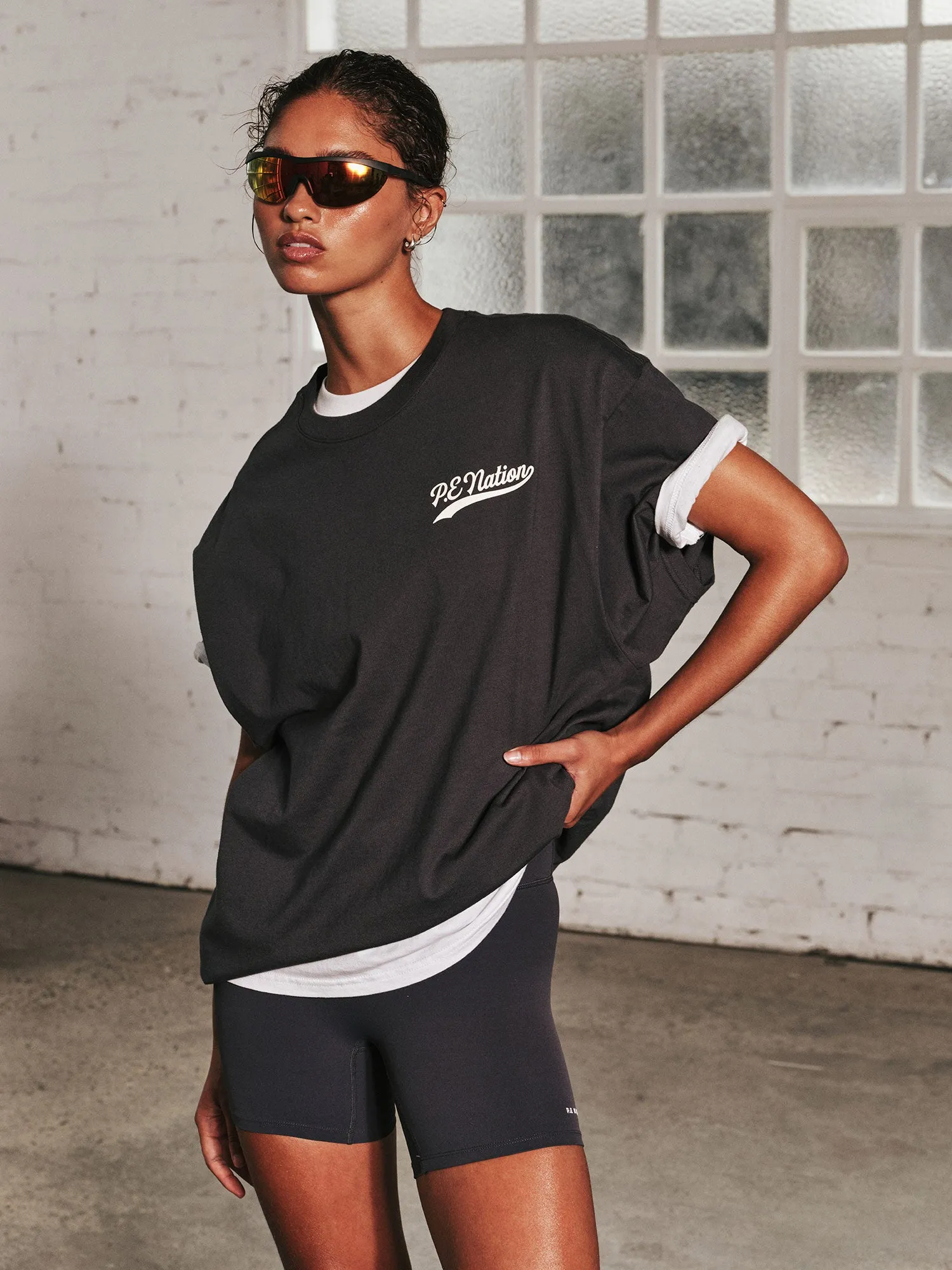 VARSITY OVERSIZED SHORT SLEEVE TEE IN MARINE BLUE sold by P.E Nation product image thumbnail 2