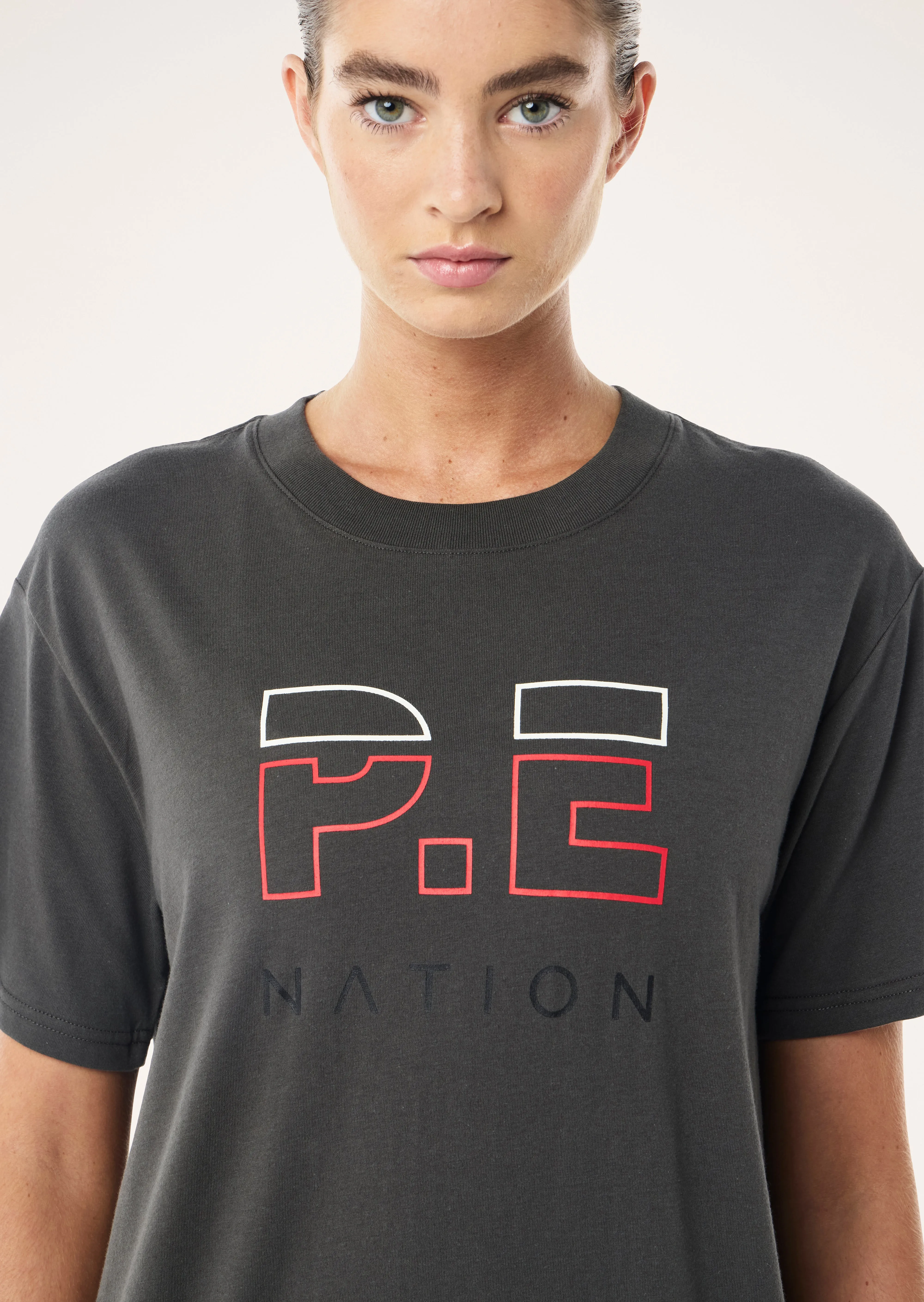 HEADS UP TEE IN GUNMETAL sold by P.E Nation product image thumbnail 2