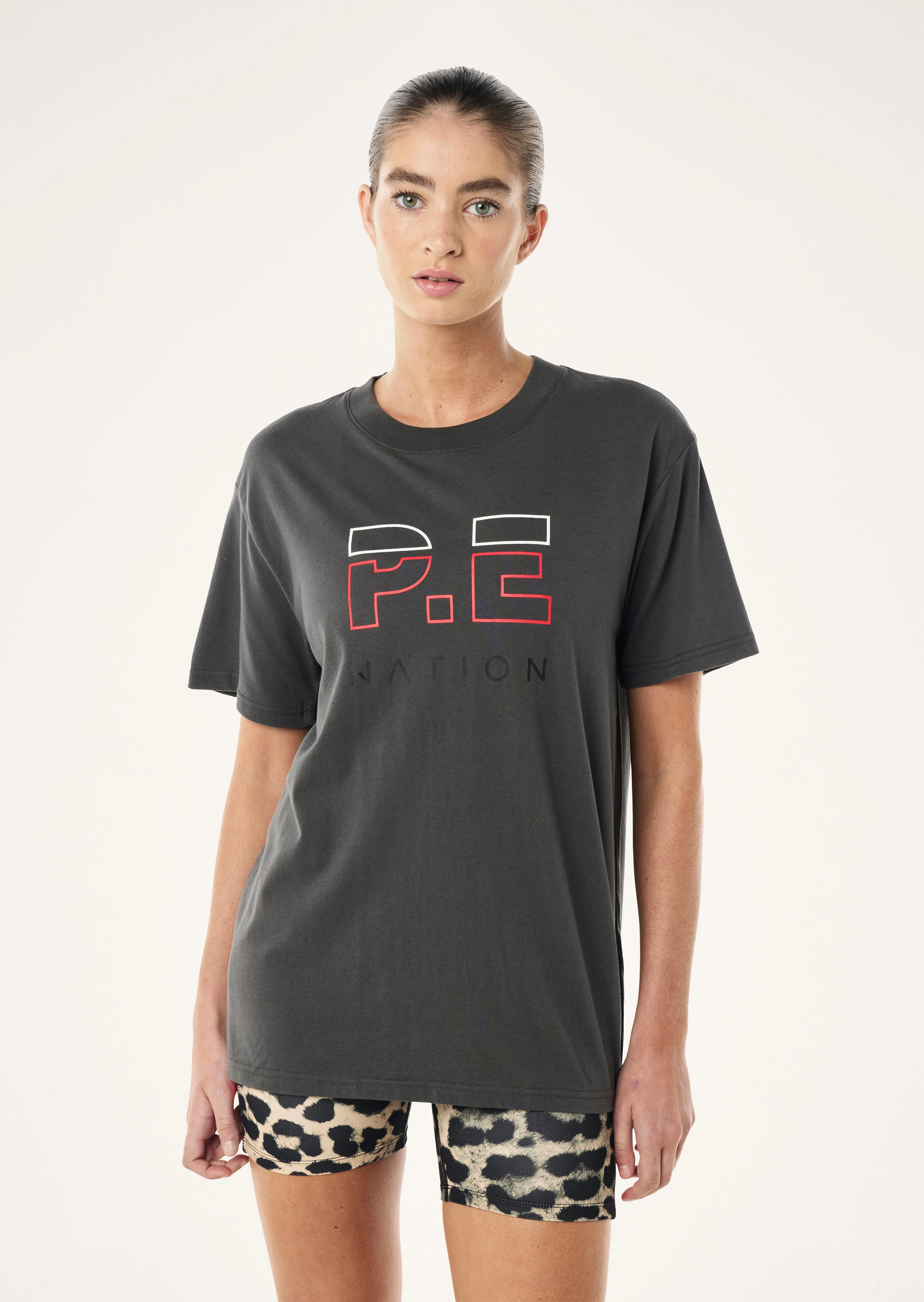 HEADS UP TEE IN GUNMETAL sold by P.E Nation